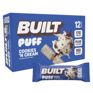 BUILT Puff Cookies 'N Cream Protein Bars 1.41oz 12ct